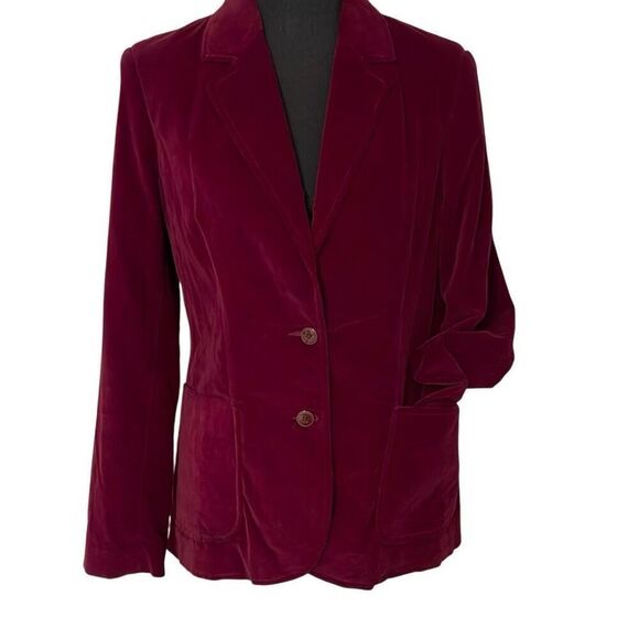 Personal Vintage Ladies Burgundy Velvet/Velour Double Button Front - Picture 4 of 10